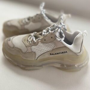Balenciaga Cream and White Mesh Sneakers